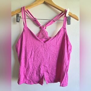 NWT! Aerie, Ribbed Crop Top Bralette, Pink, Size XL